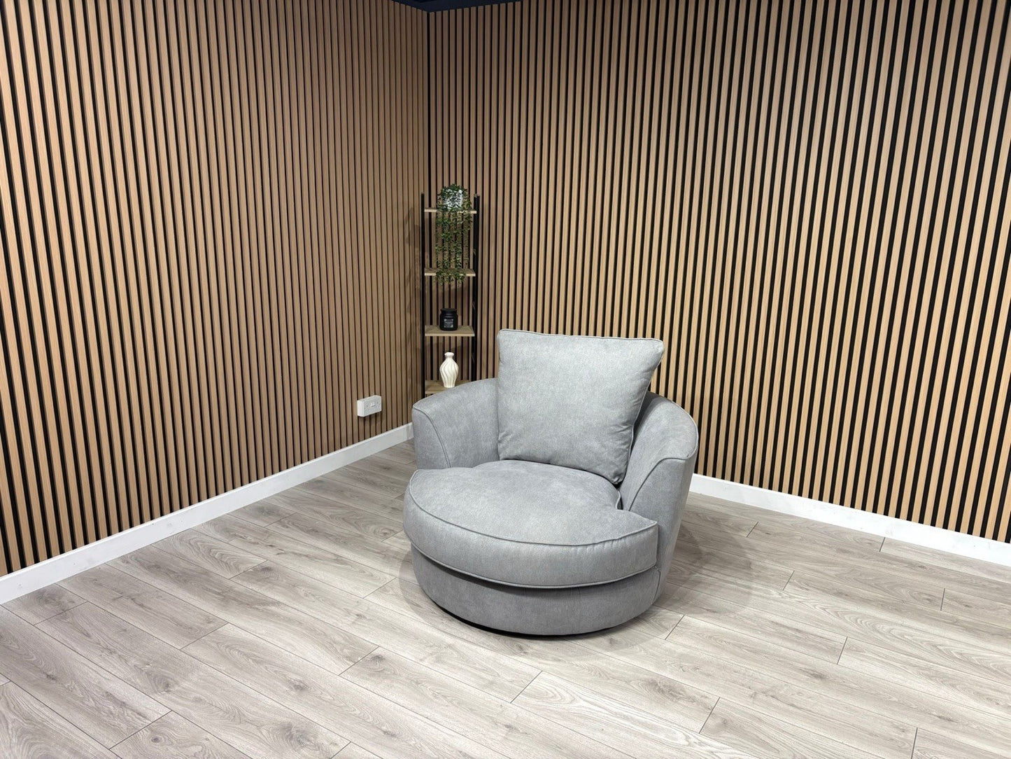 Furniture Village LEGEND Fabric Swivel Chair / Armchair, Pewter - RRP £845
