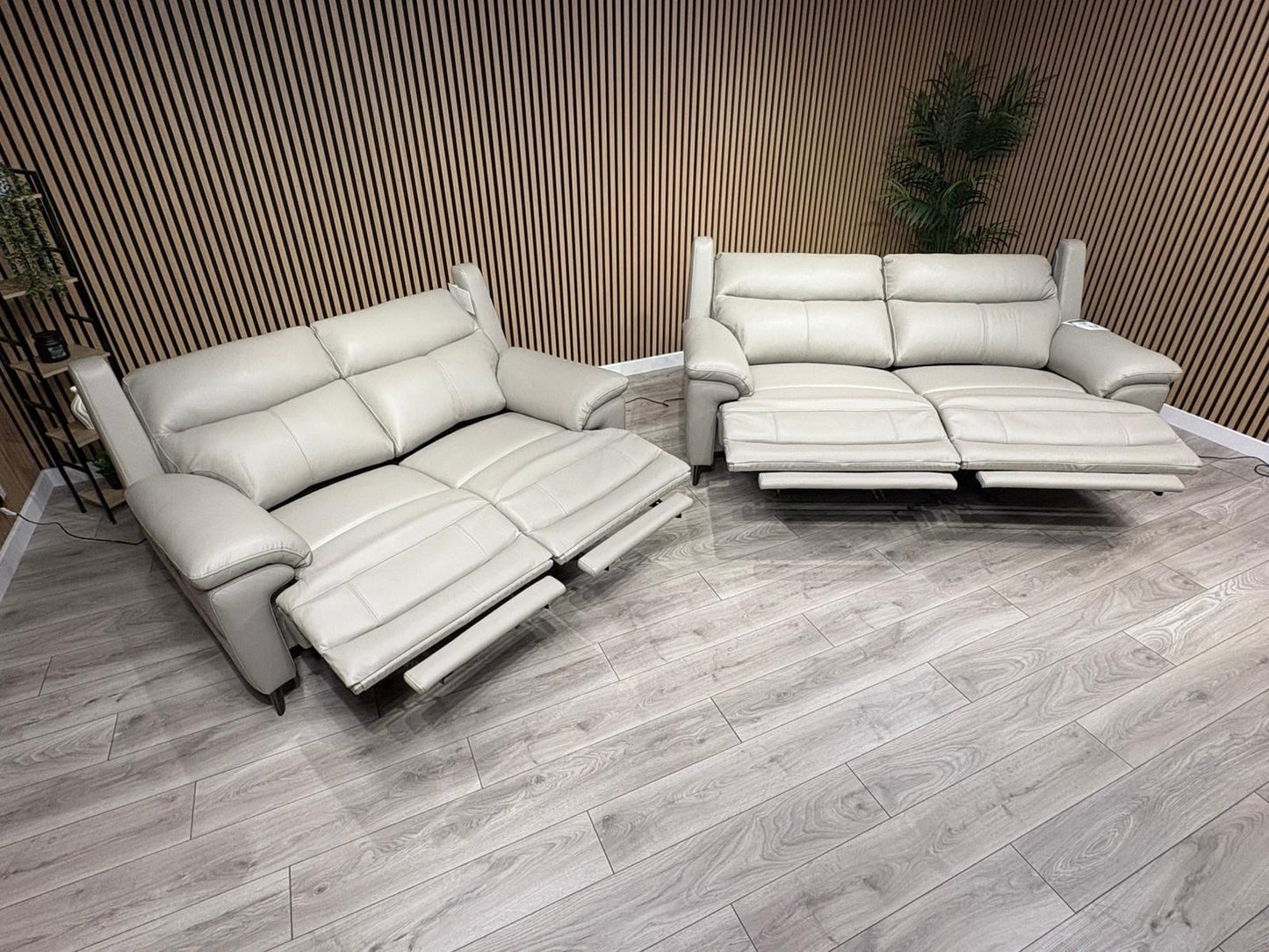 Furniture Village PANACHE Style Leather 3 + 2 Seater Power Recliner Sofa Set