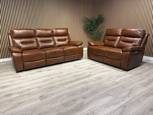 Kingsbury Premium Leather 3+2 Seater Power Recliner Sofa Set - RRP £3898