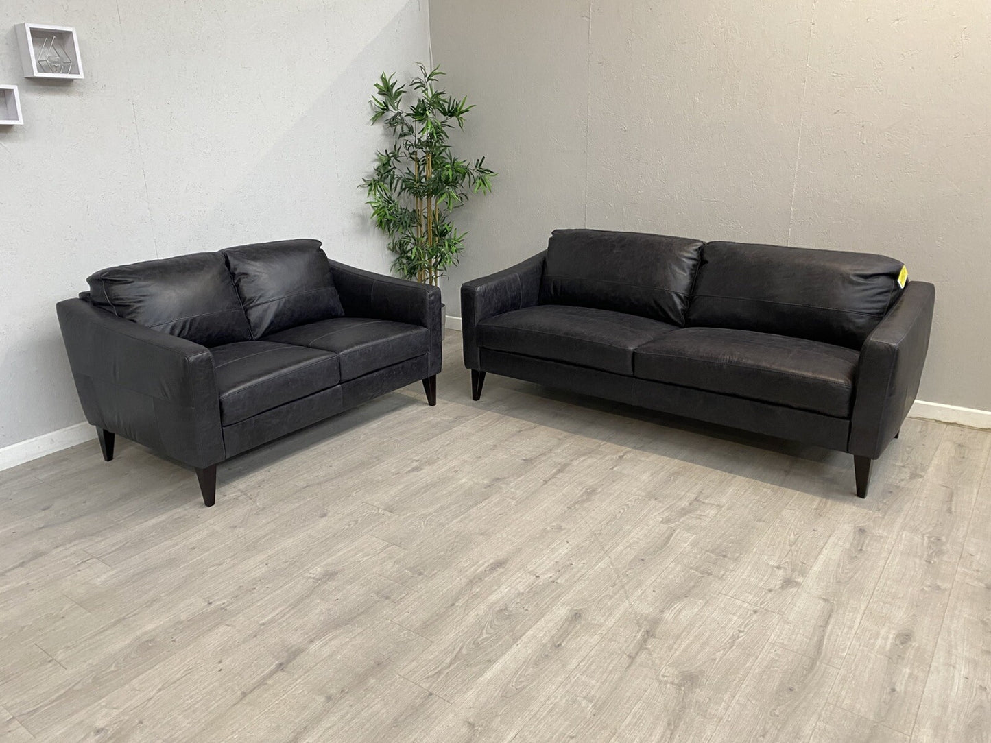 John Lewis BAILEY Style Leather 3 Seater + 2 Seater Sofa Set, Black - RRP £3,498