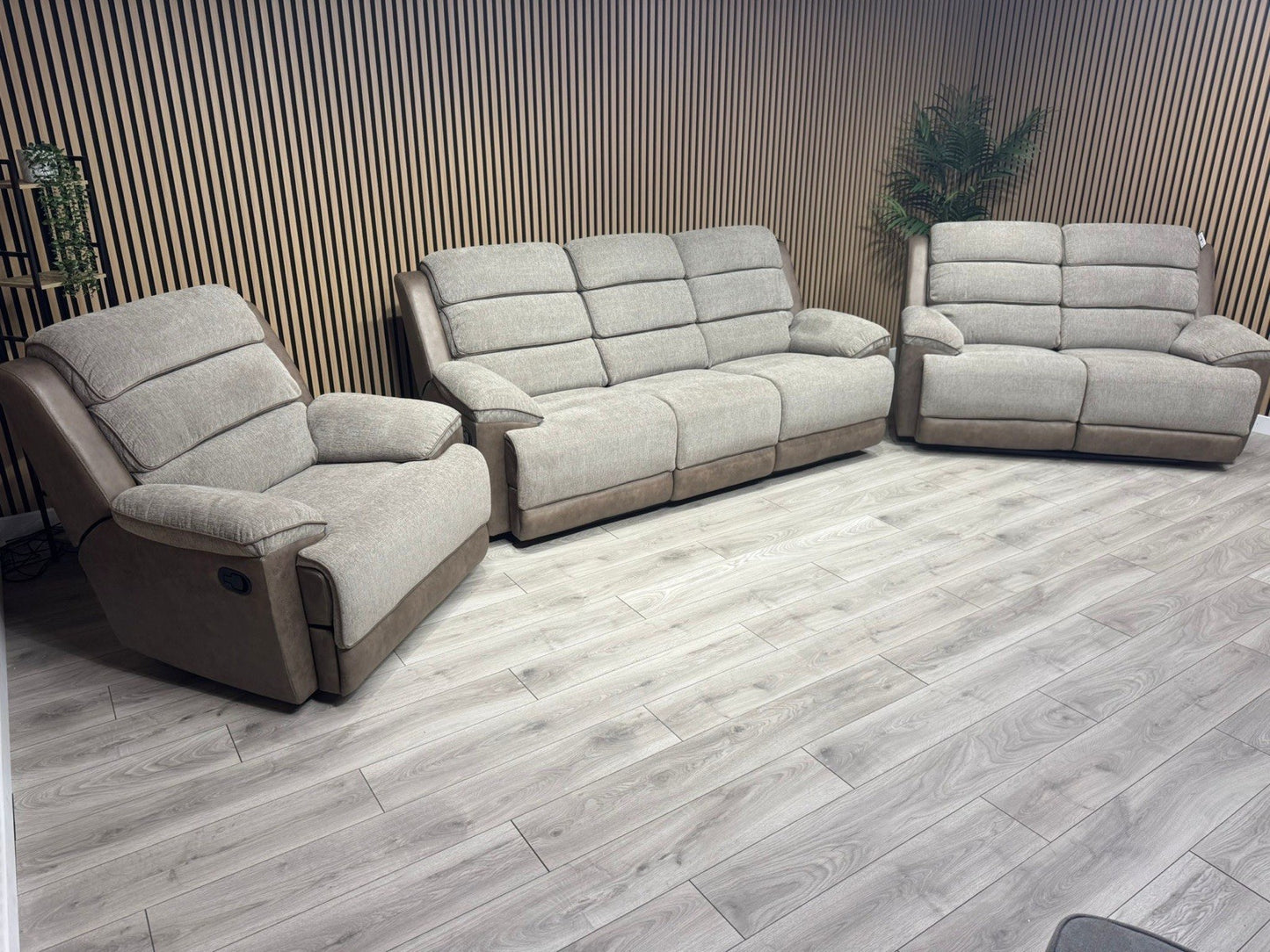 DFS LAKELYN Style Fabric 3 + 2 Seater Sofa + Armchair Set, Manual Recliners