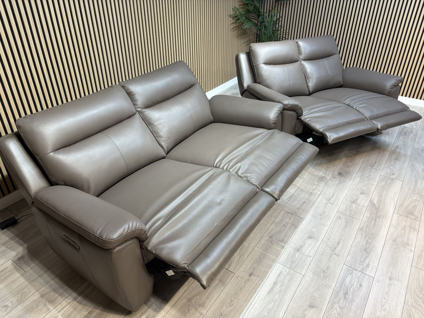NAVONA 3 Seater + 2 Seater Leather Sofa Set, Power Recliners - RRP £3,498