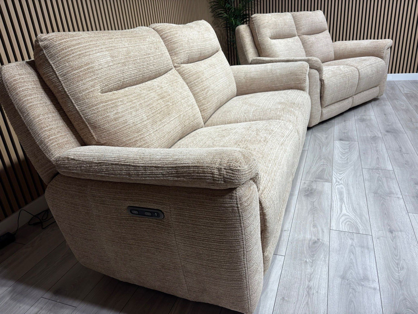 DFS NAVONA 3 Seater + 2 Seater Fabric Sofa Set, Power Recliners - RRP £3,298