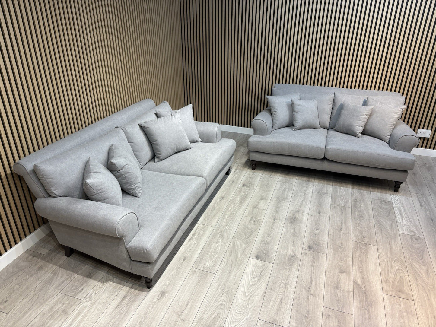 Laura Ashley LYNDEN Style Fabric 3 Seater + 2 Seater Sofa Set, Grey - RRP £2,500