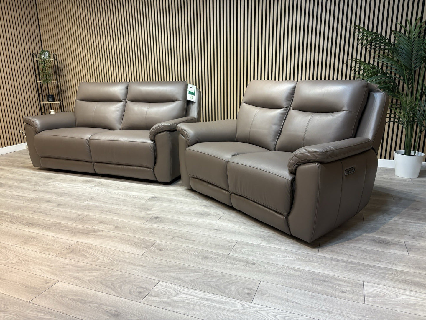 NAVONA 3 Seater + 2 Seater Leather Sofa Set, Power Recliners - RRP £3,498