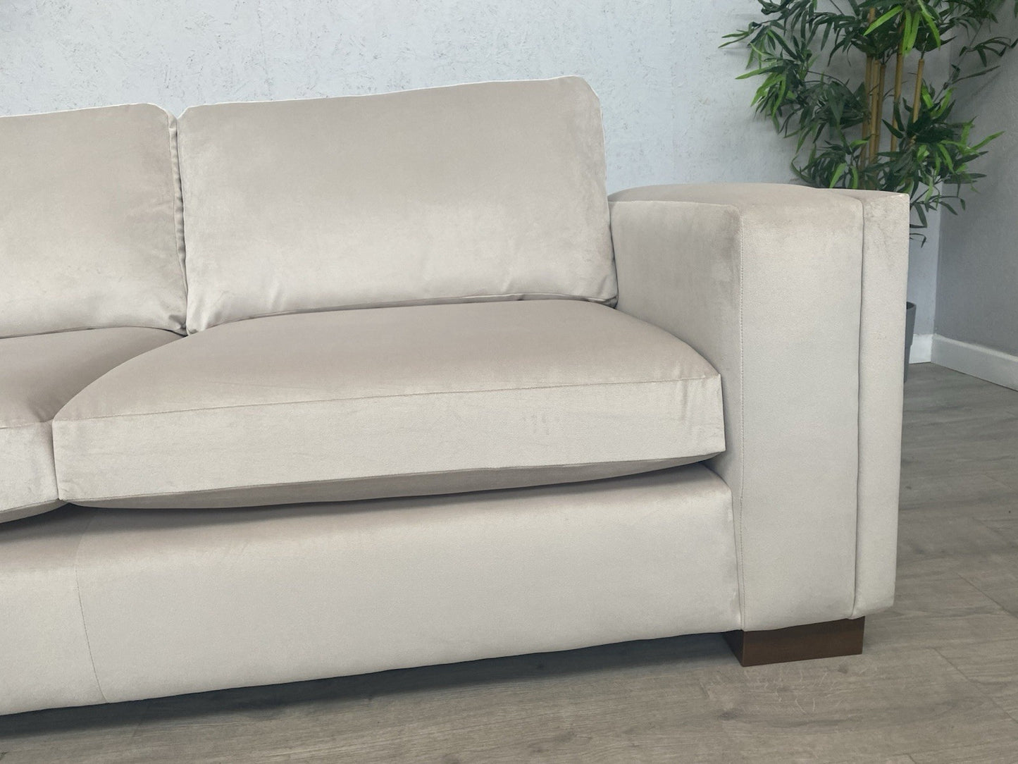 Very Home MAISON Velvet Fabric 3 Seater Sofa, Natural - RRP £1,199