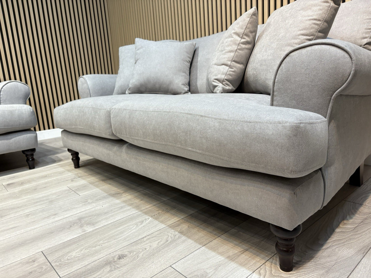 Laura Ashley LYNDEN Style Fabric 3 Seater + 2 Seater Sofa Set, Grey - RRP £2,500