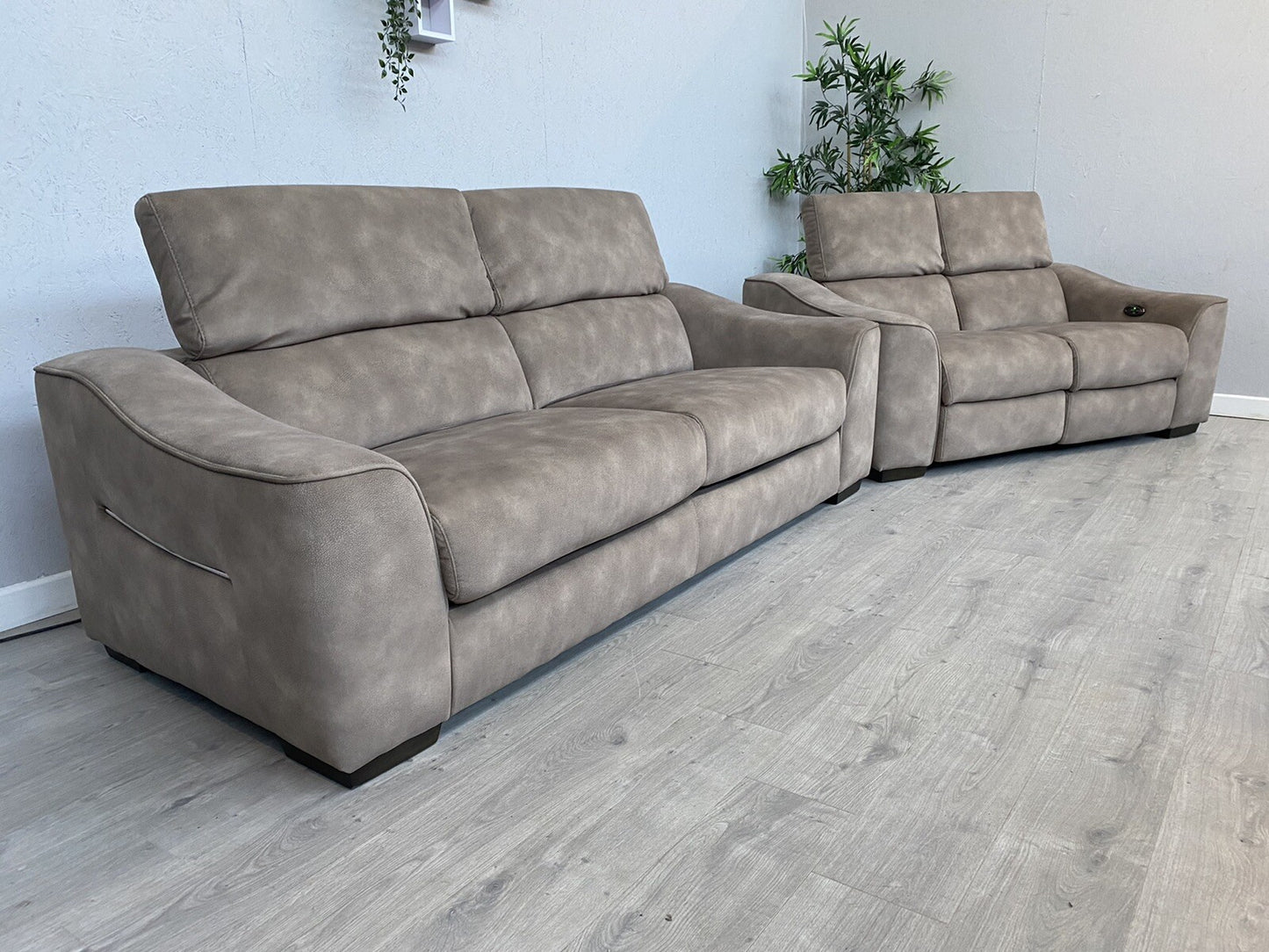 Furniture Village ELIXIR Fabric 3 Seater Sofa Bed + 2 Seater Power Recliner Sofa