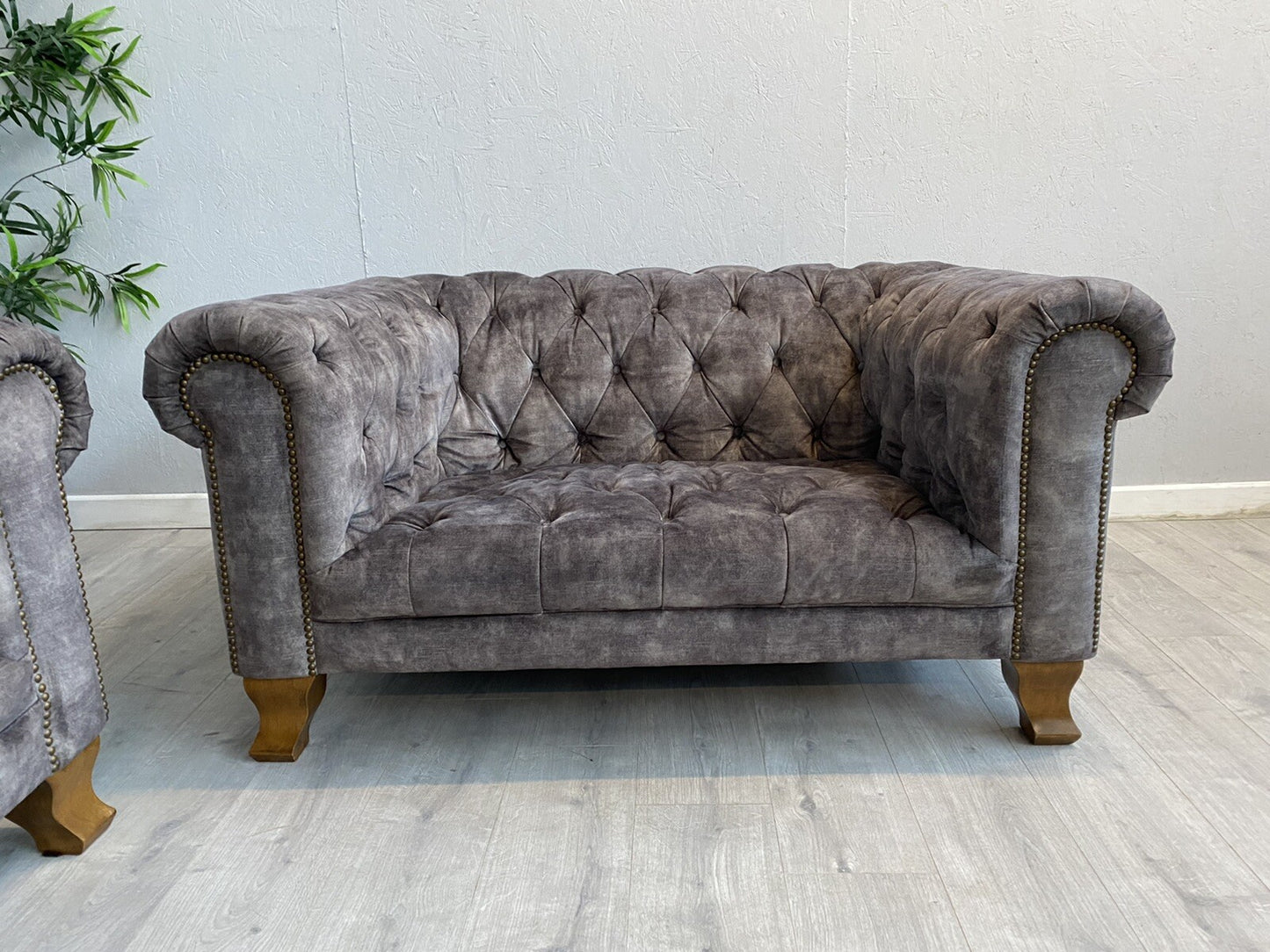 Alexander & James VIVIENNE Fabric Chesterfield 4 Seater Sofa + Snuggler Armchair