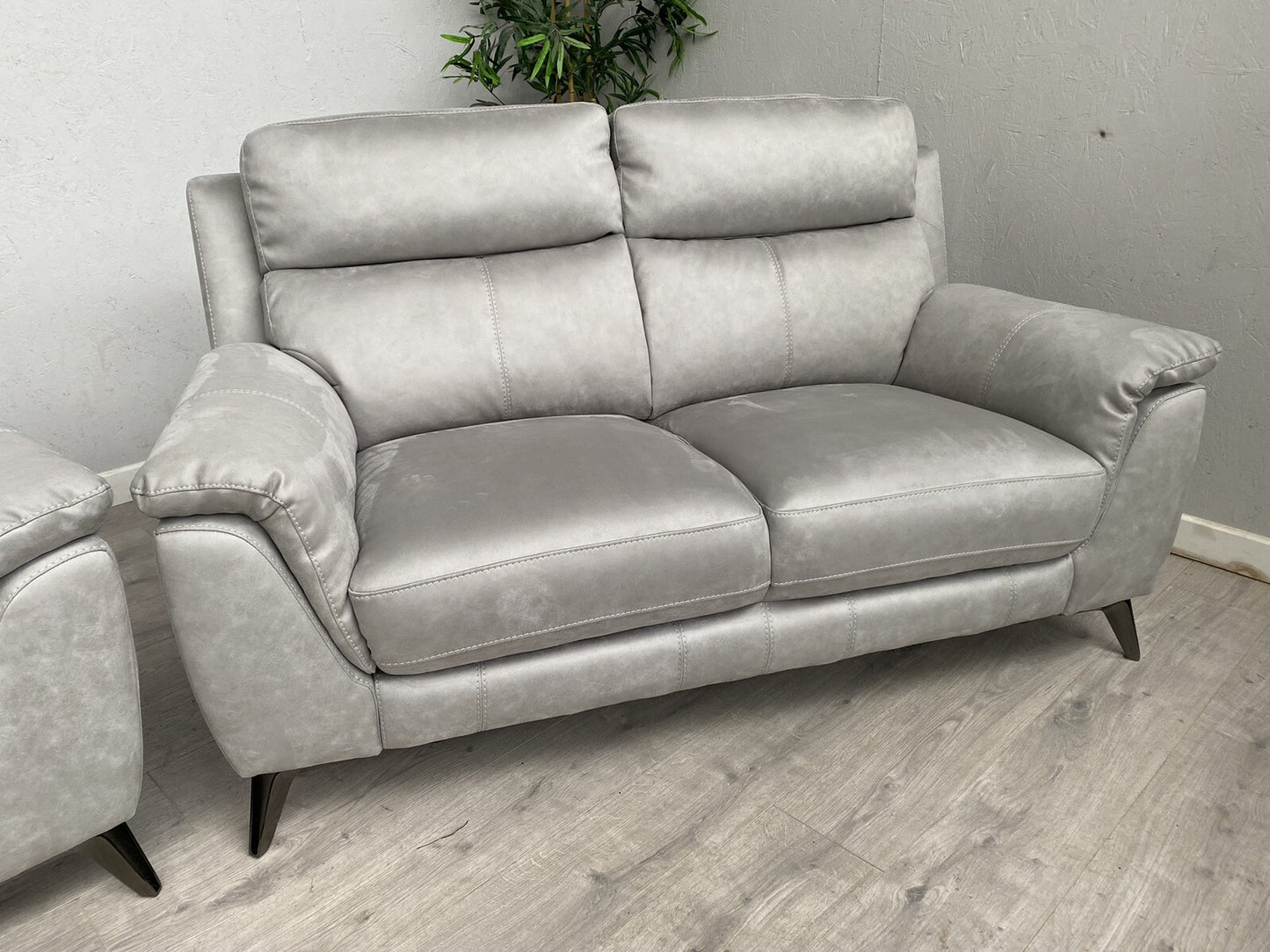 Furniture Village CONTEMPO Fabric 2 x 2 Seater Sofas + Power Recliner Armchair