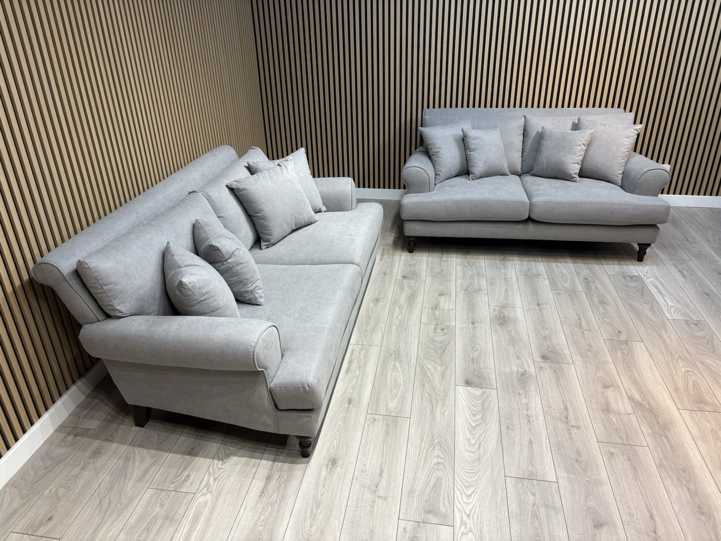 Laura Ashley LYNDEN Style Fabric 3 Seater + 2 Seater Sofa Set, Grey - RRP £2,500