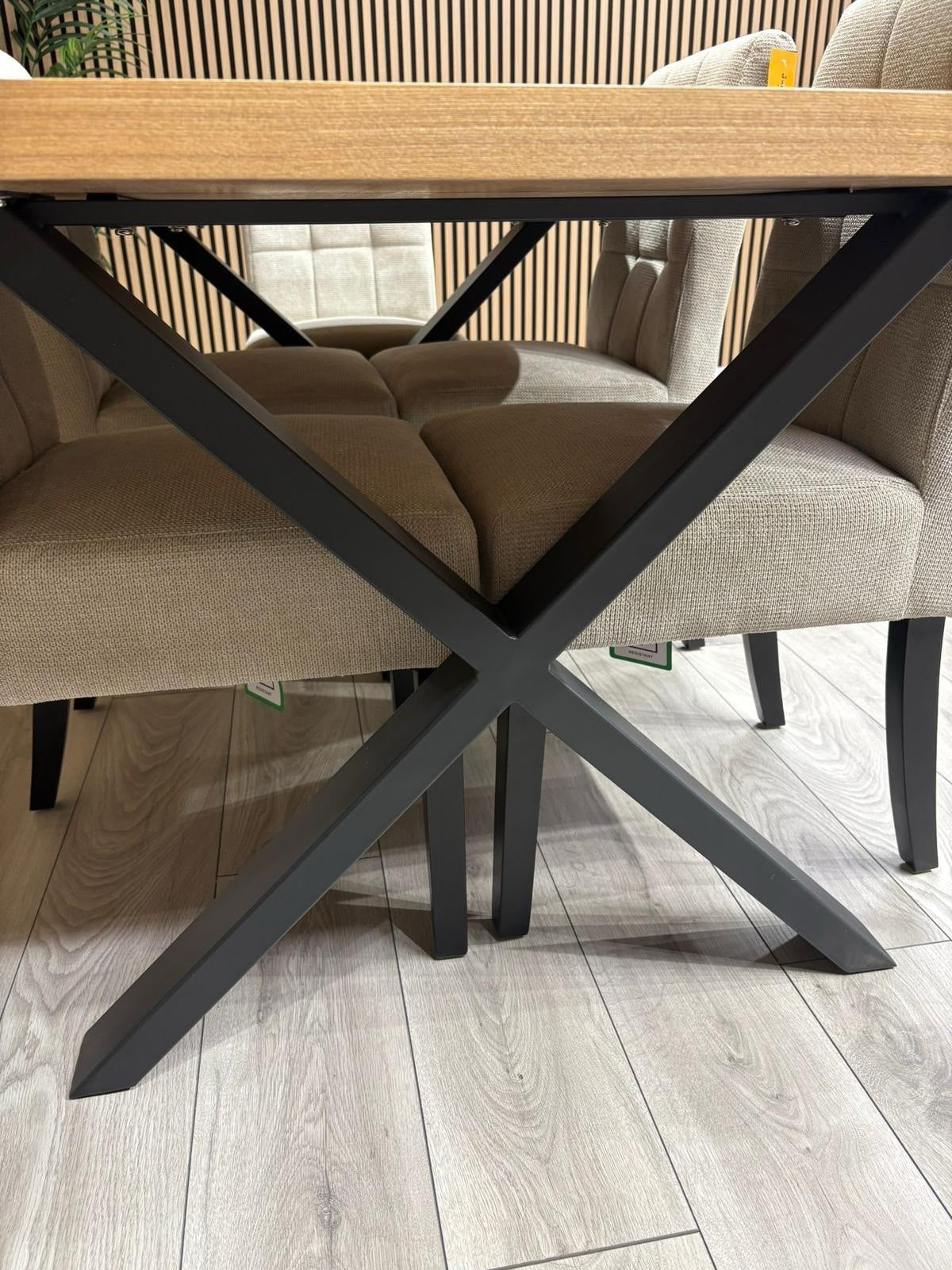 NEXT Sample - LOWRY Oak Parquet Veneer Dining Table + 6 x Chairs - RRP £2,299