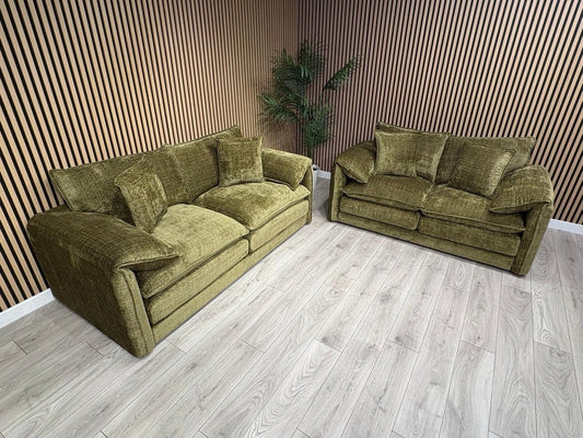 SOLICE Fabric 3 Seater + 2 Seater Sofa Set, Green - RRP £2,498