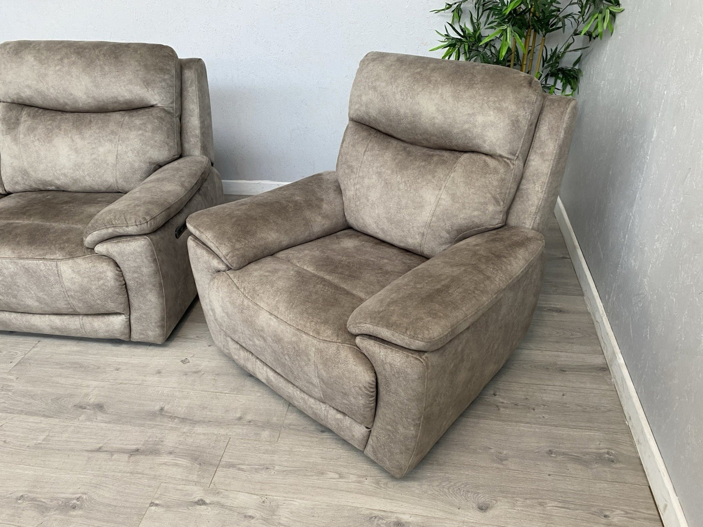 Furniture Village SLOANE Fabric 3 Seater Sofa + Armchair, Power Recliners