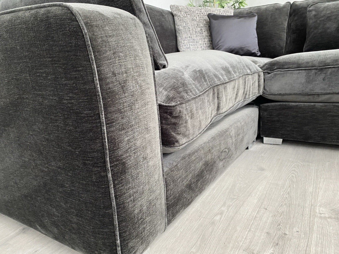 Sofology - CAVALLI Fabric Corner Sofa, 3 Corner 1.5 Chenille Slate - RRP £4,599