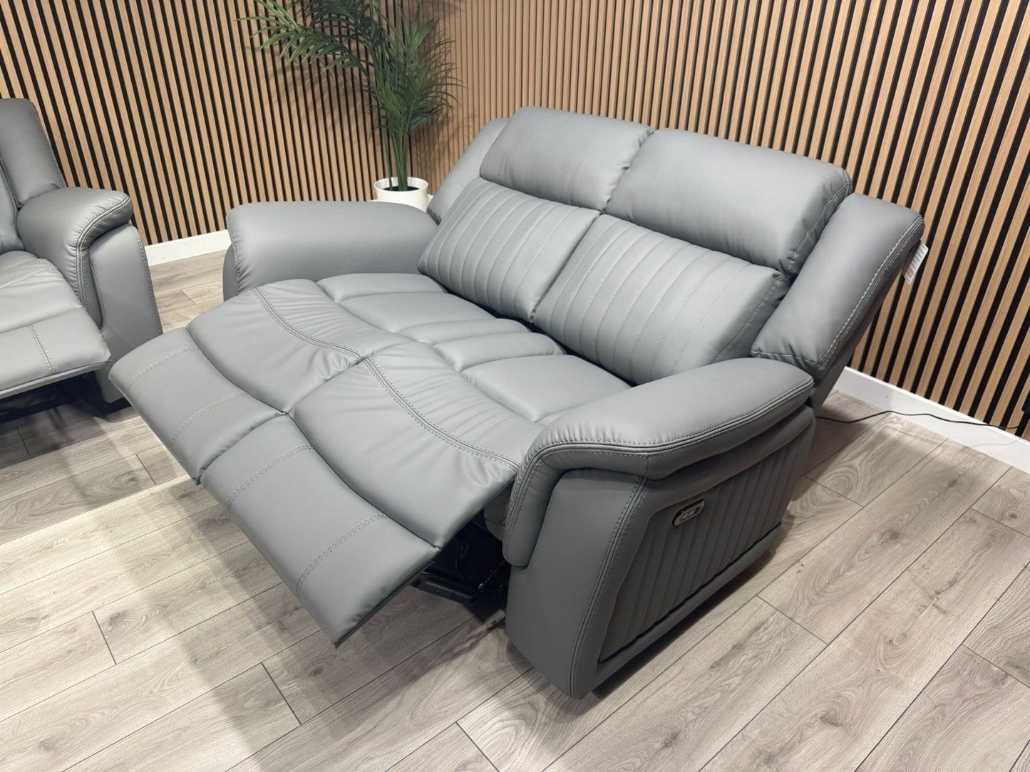 DOMINO 3 Seater + 2 Seater Leather Sofa Set, Power Recliners - RRP £2,995