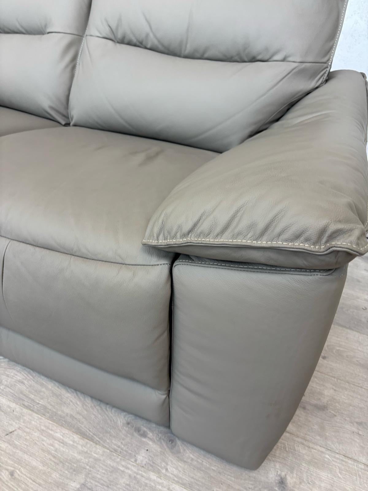 Oak Furniture Land Carter Grey Leather 2 Seater Sofa, - RRP £1349
