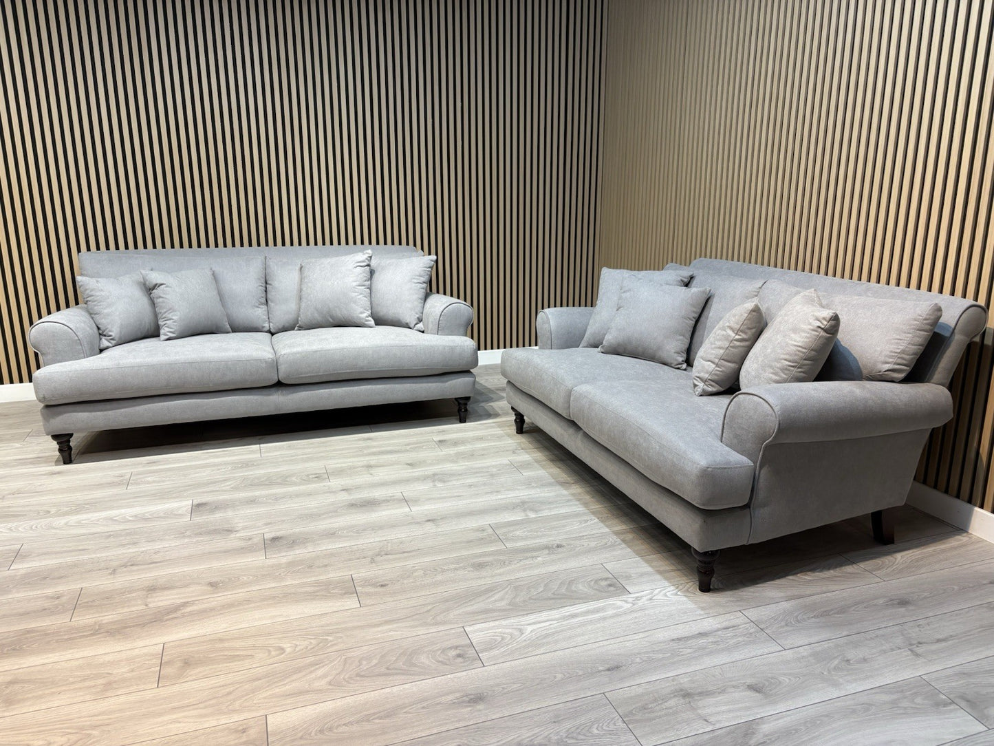 Laura Ashley LYNDEN Style Fabric 3 Seater + 2 Seater Sofa Set, Grey - RRP £2,500
