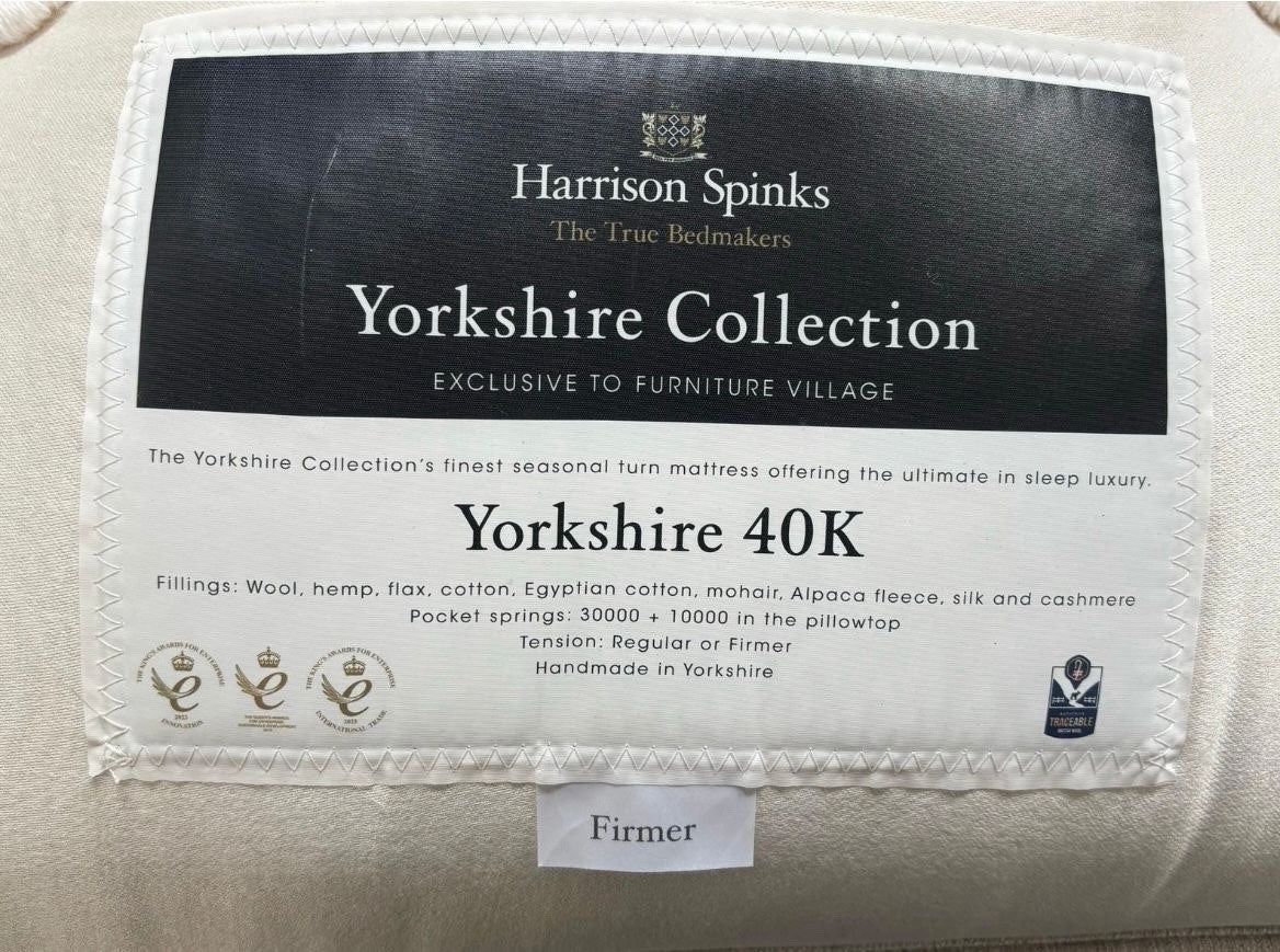 Harrison Spinks YORKSHIRE 40K Pocket Sprung Mattress 6ft Superking - RRP £13,399