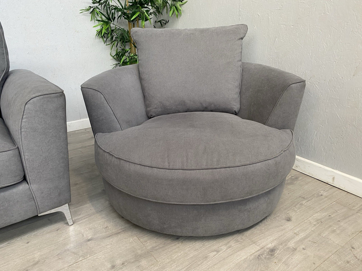 Furniture Village LEGEND Fabric 3 Seater Sofa, Armchair + Swivel Chair RRP £2835