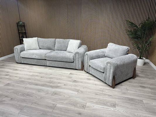 Charlie 4 Seater + Armchair Fabric Sofa Set, Grey - RRP £3098