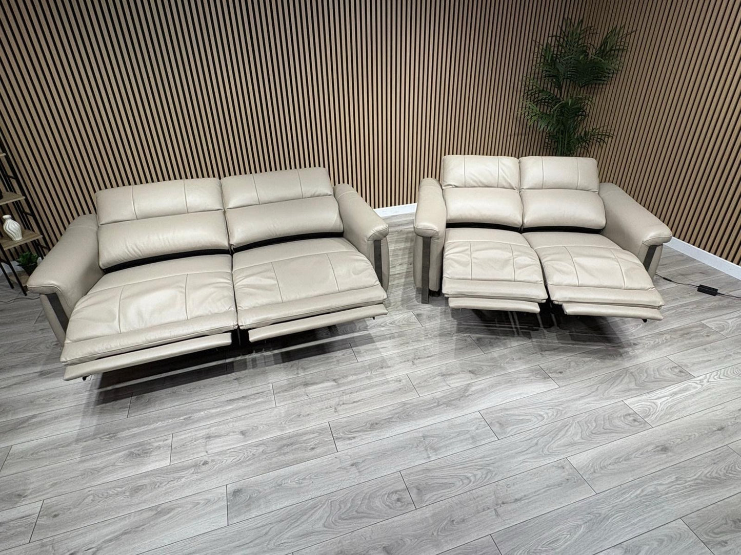 Furniture Village GISELLA Style Leather 3 + 2 Seater Power Recliner Sofa Set