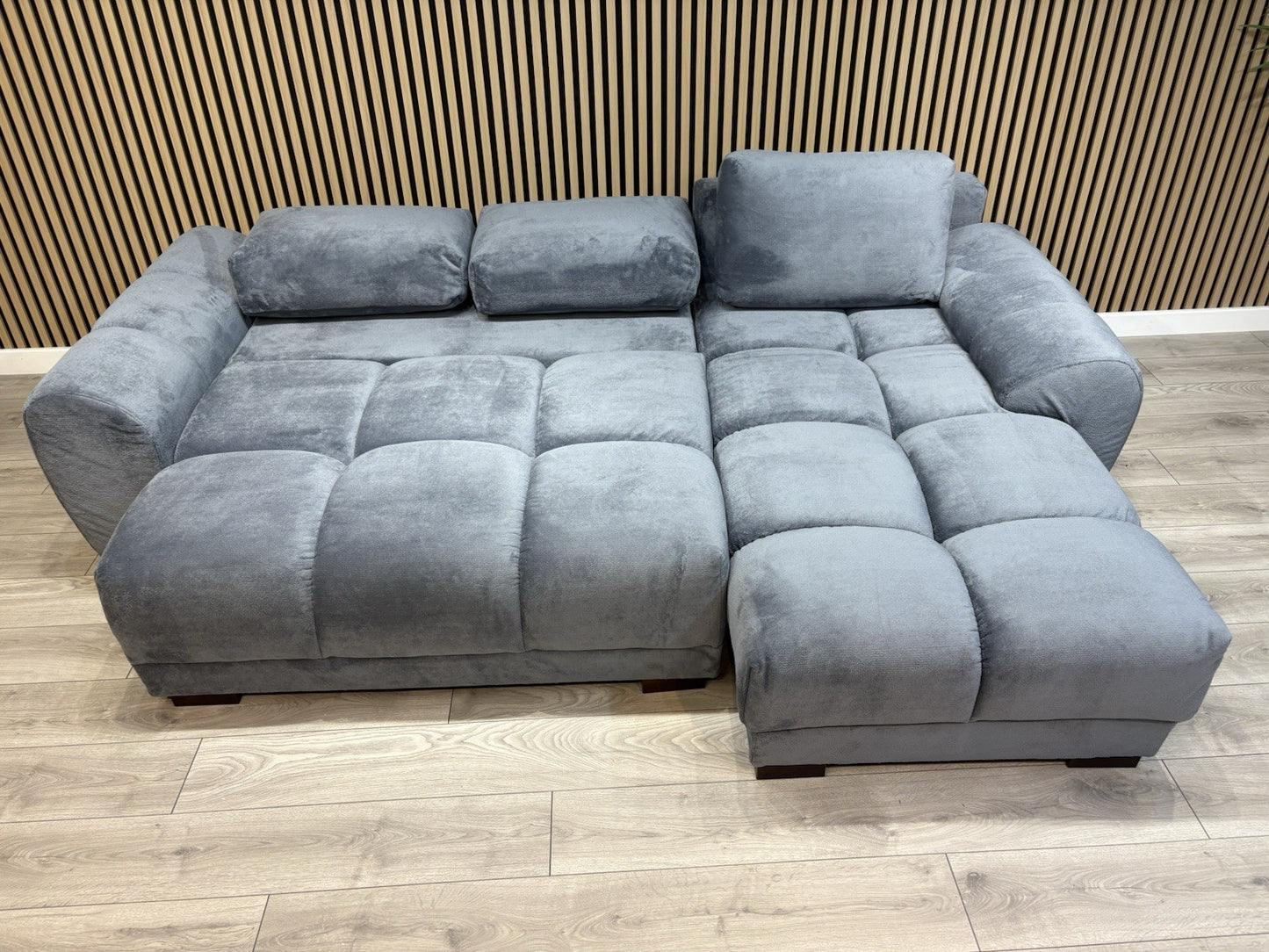 AZZURO Premium Fabric Corner Chaise Sofa Bed with Storage, Grey - RRP £1,799