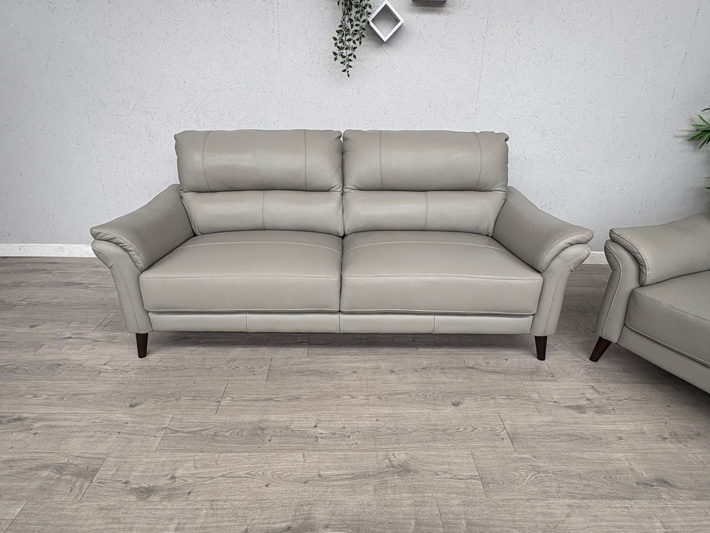 Furniture Village WINNER Leather 3 + 2 Seater Sofa Set, Light Grey - RRP £1,890