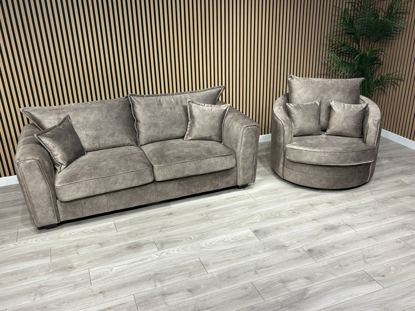 DFS - CHERISHED Style 3 Seater Sofa + Swivel Armchair, Formal Back - RRP £2,248