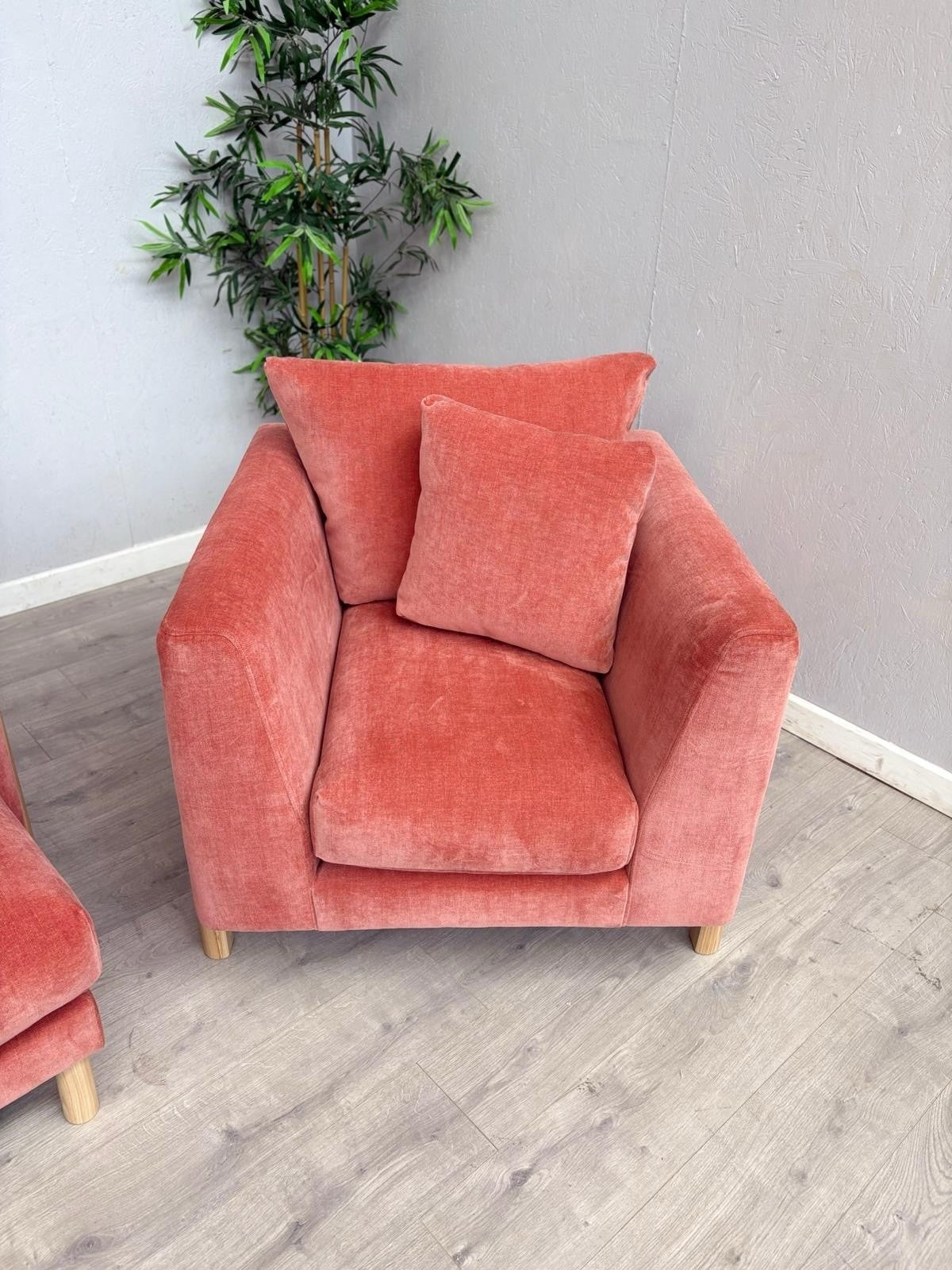 Habitat ASTON Fabric RHF Chaise Corner Sofa + Armchair, Papaya - RRP £2,350