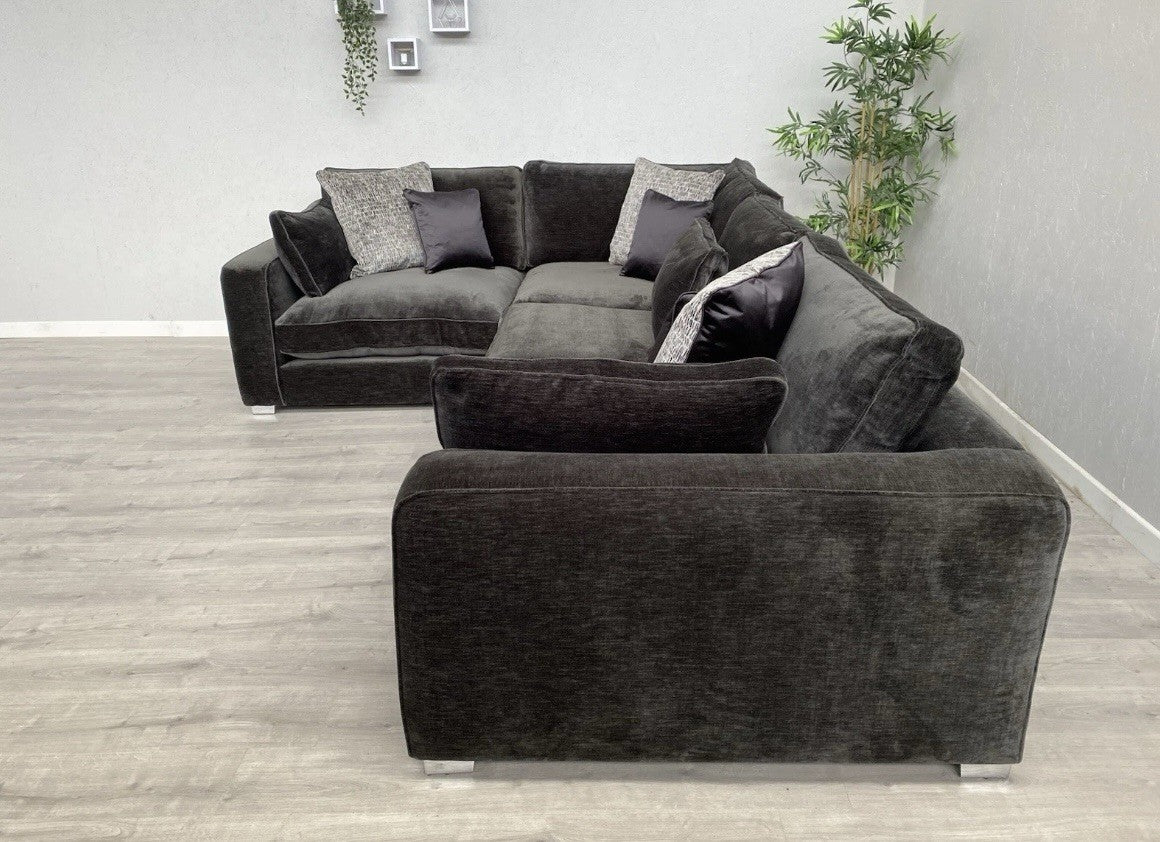 Sofology - CAVALLI Fabric Corner Sofa, 3 Corner 1.5 Chenille Slate - RRP £4,599