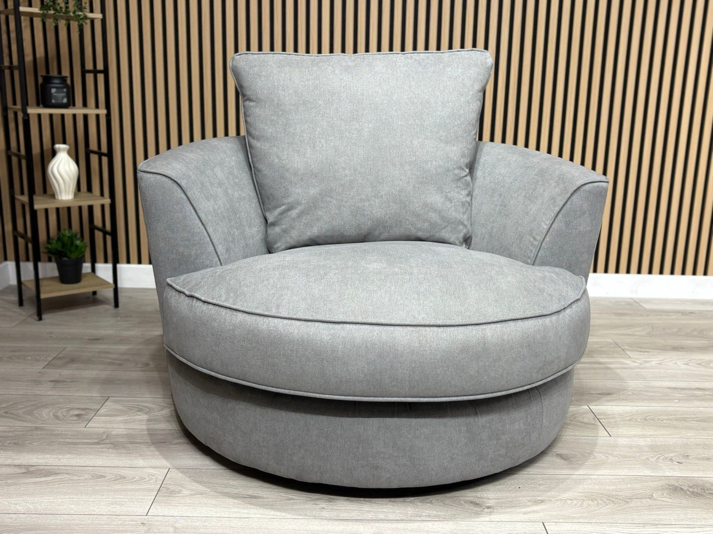 Furniture Village LEGEND Fabric Swivel Chair / Armchair, Pewter - RRP £845