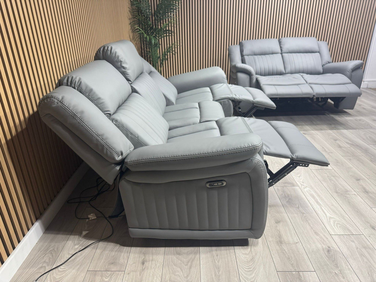 DOMINO 3 Seater + 2 Seater Leather Sofa Set, Power Recliners - RRP £2,995