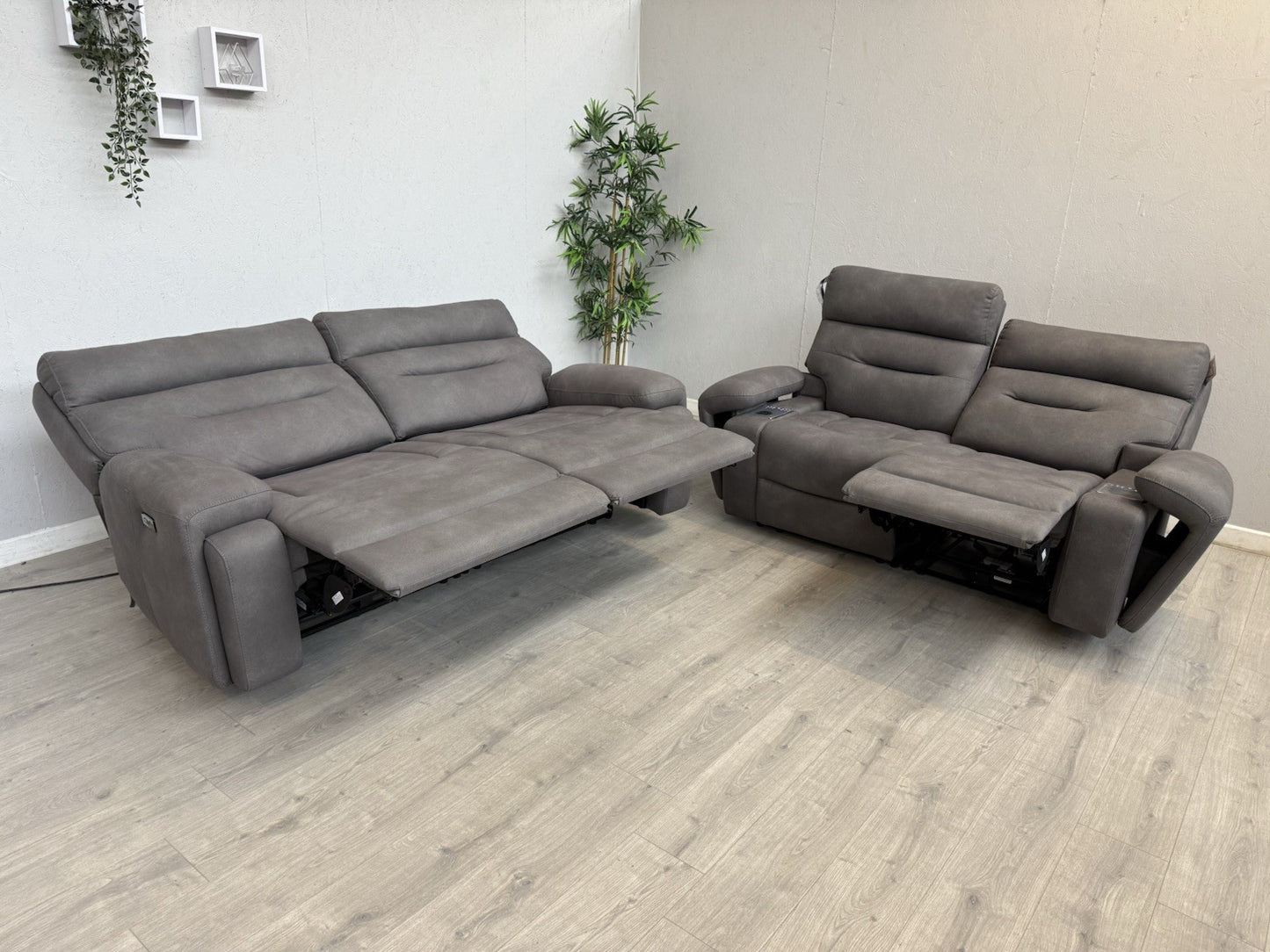 Furniture Village CINEMAX 3 Seater + 2 Seater Power Recliner Media Sofa Set.