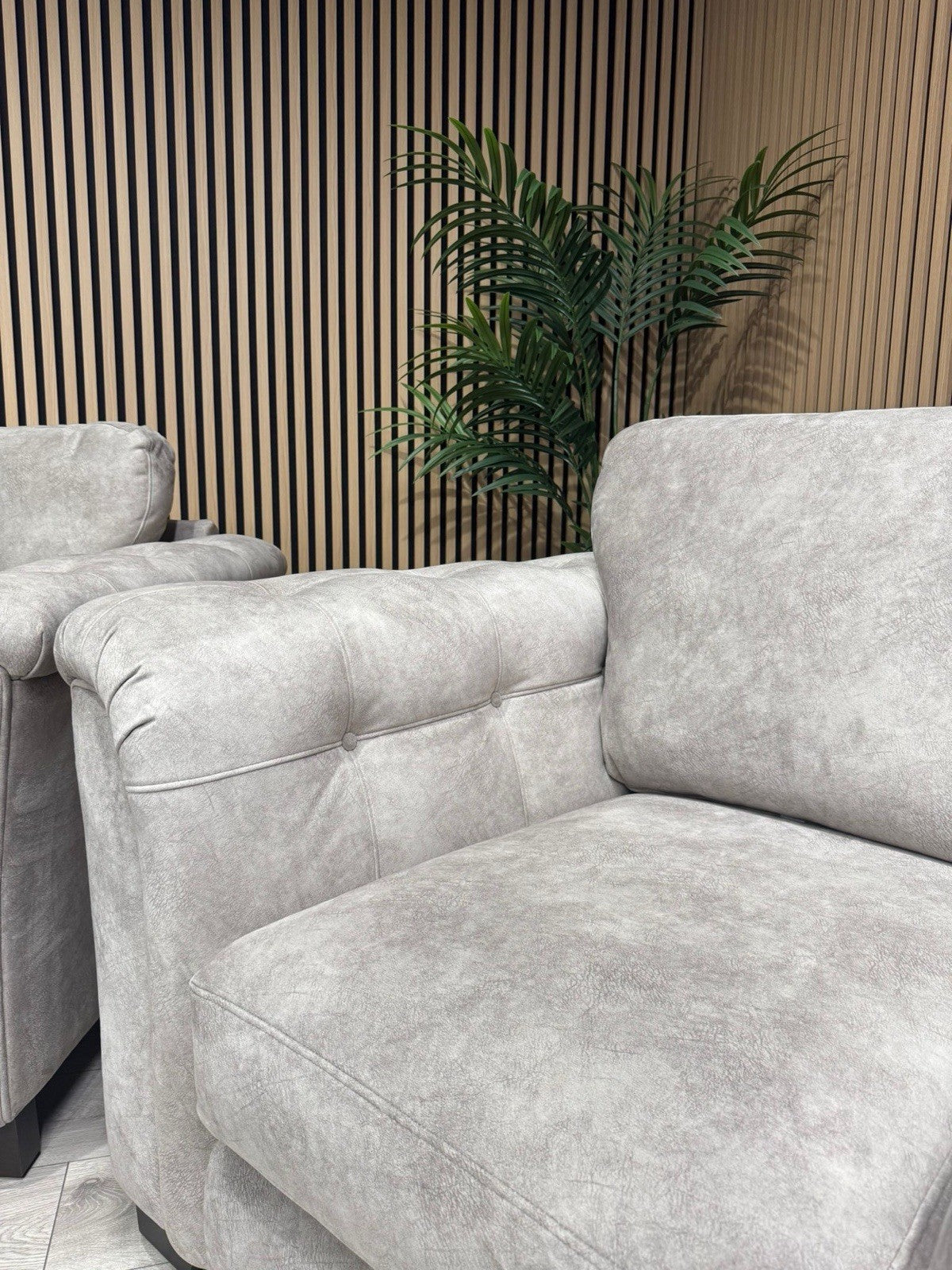 Furniture Village Boutique AURA Fabric 2 x Armchairs, Oatmeal - RRP £2,190
