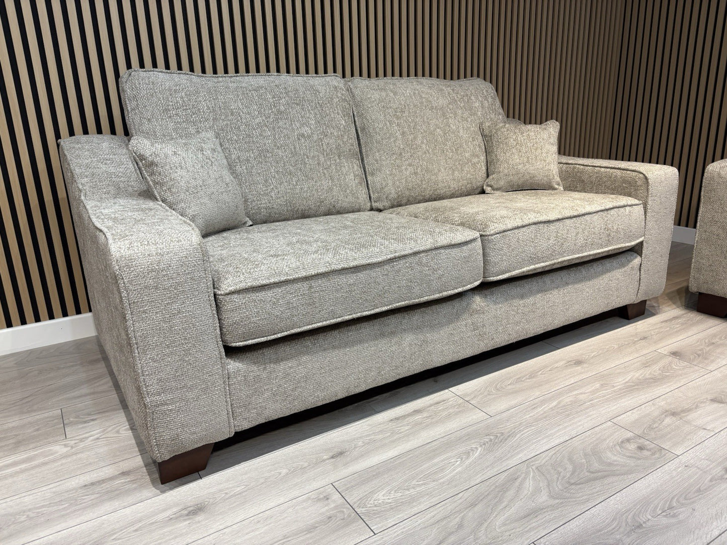 NEBRASKA Premium Fabric 3 Seater + 2 Seater Sofa Set, Stone - RRP £1,899