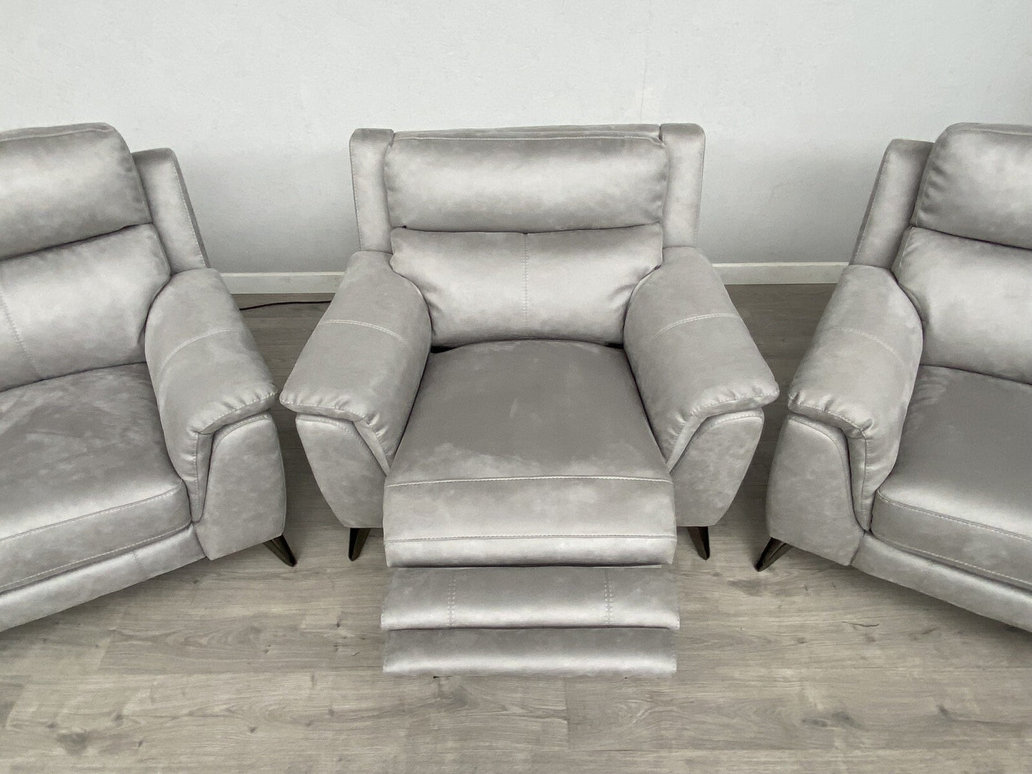 Furniture Village CONTEMPO Fabric 2 x 2 Seater Sofas + Power Recliner Armchair