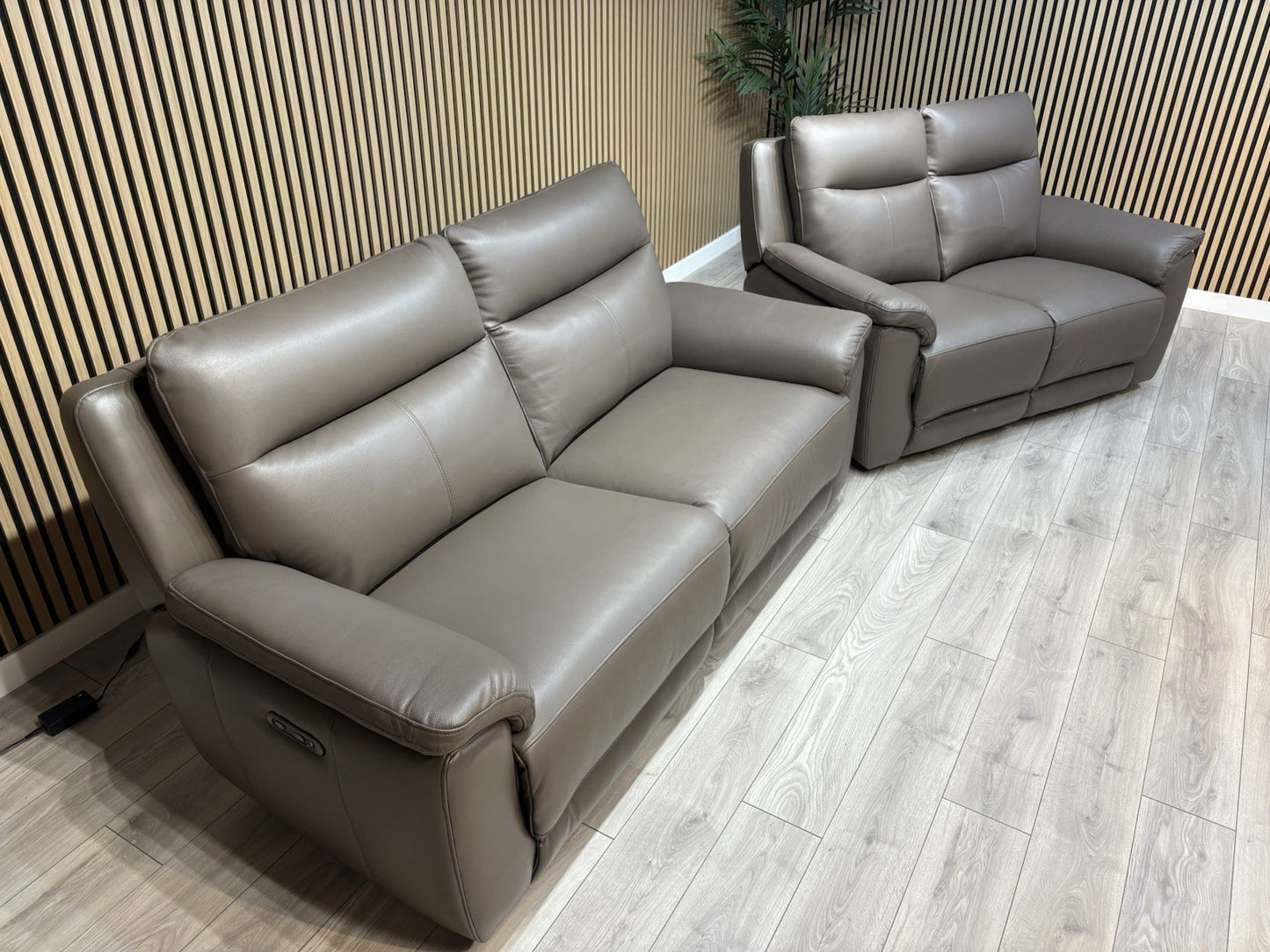 NAVONA 3 Seater + 2 Seater Leather Sofa Set, Power Recliners - RRP £3,498