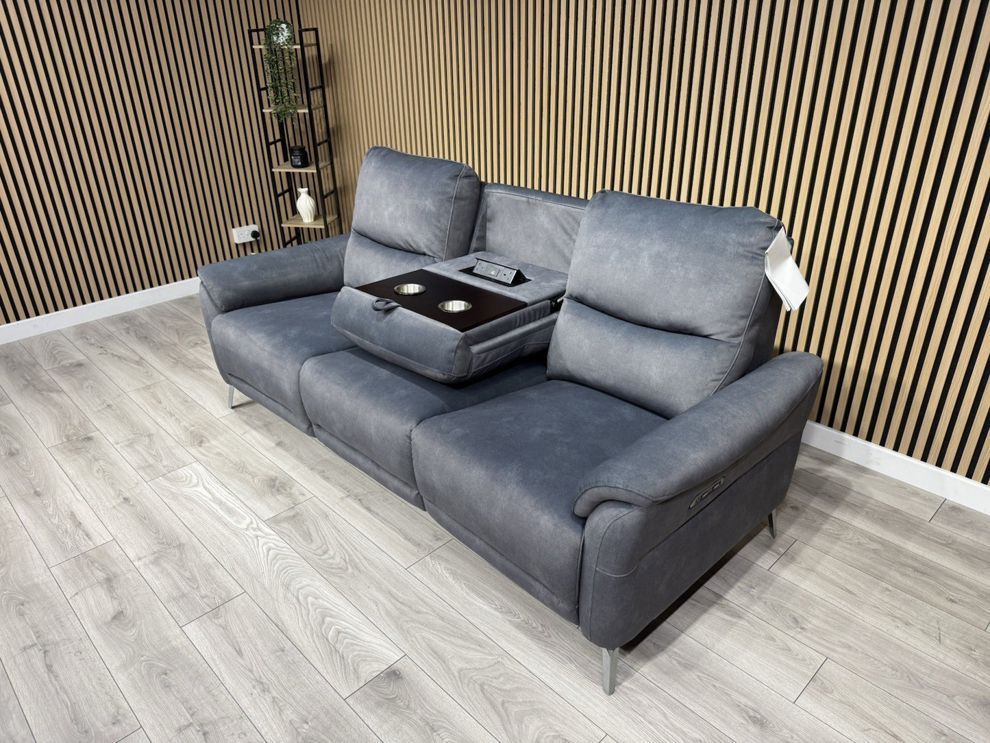 F. Village DAYTONA Fabric 3 Seater Power Recliner Bluetooth Sofa - RRP £1,695