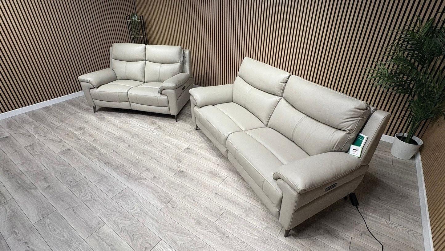 Furniture Village PANACHE Style Leather 3 + 2 Seater Power Recliner Sofa Set