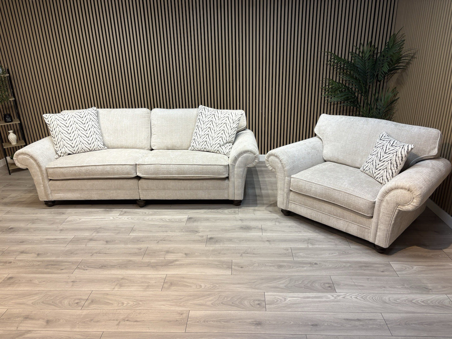 NEW BLENHEIM Fabric 4 Seater Sofa + Loveseat Armchair - RRP £4,540