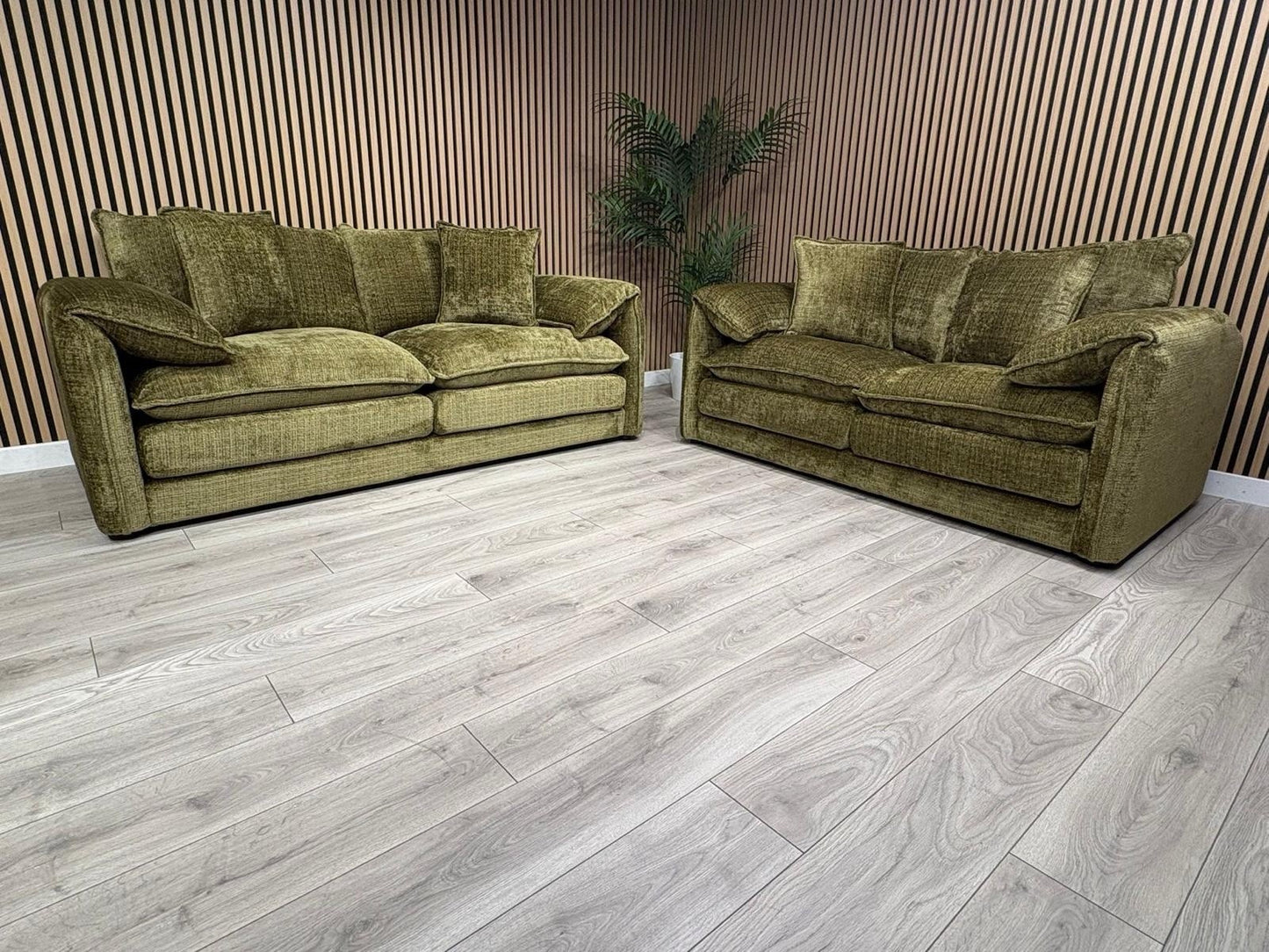 SOLICE Fabric 3 Seater + 2 Seater Sofa Set, Green - RRP £2,498