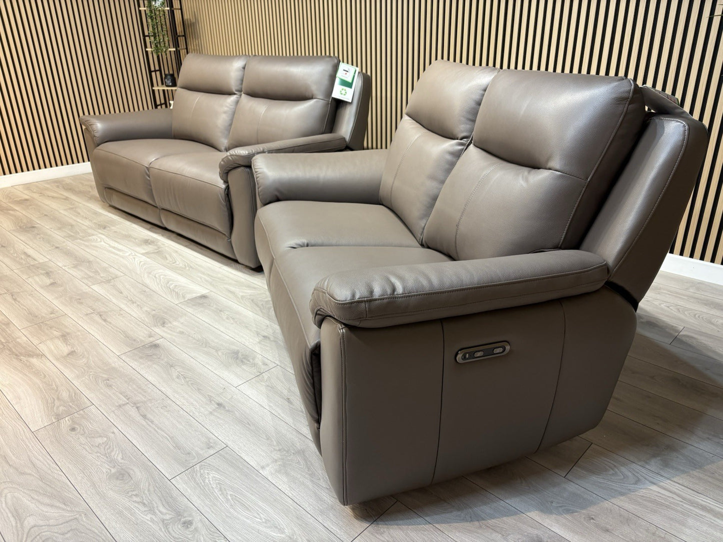 NAVONA 3 Seater + 2 Seater Leather Sofa Set, Power Recliners - RRP £3,498