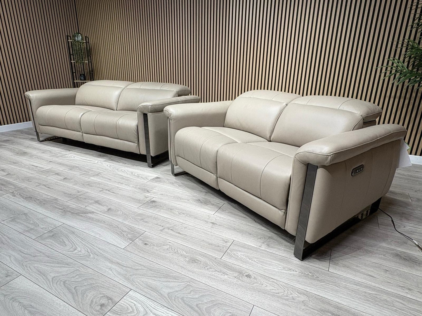 Furniture Village GISELLA Style Leather 3 + 2 Seater Power Recliner Sofa Set