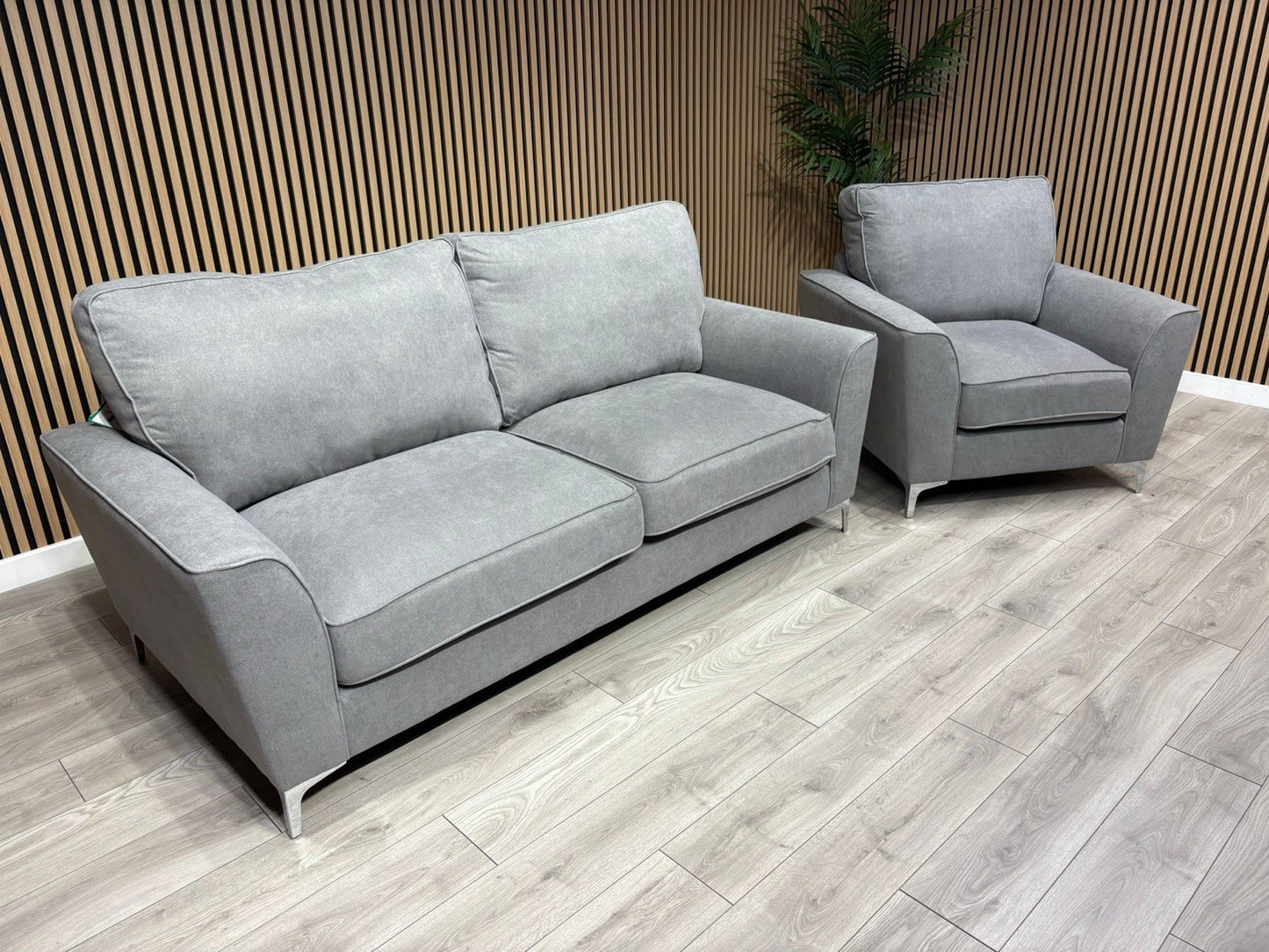Furniture Village LEGEND Fabric 3 Seater Sofa + Armchair, Pewter - RRP £1,990