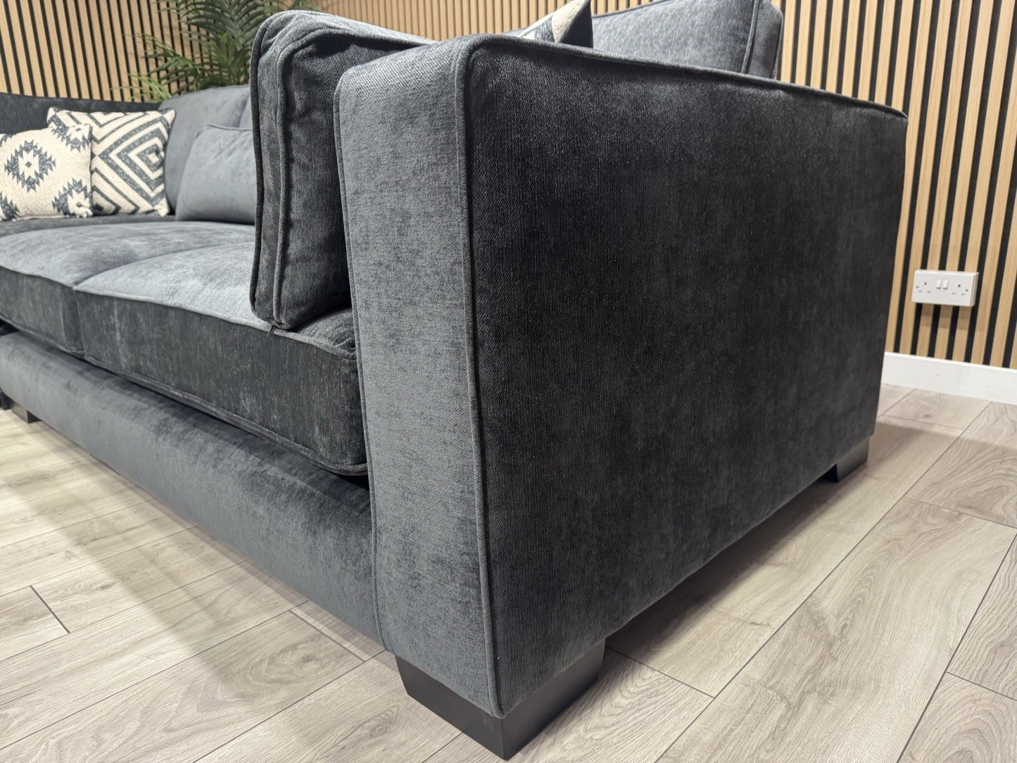 Sofology CAVALLI Style Fabric 3 Corner 3 Sofa + Footstool, Slate - RRP £6,398