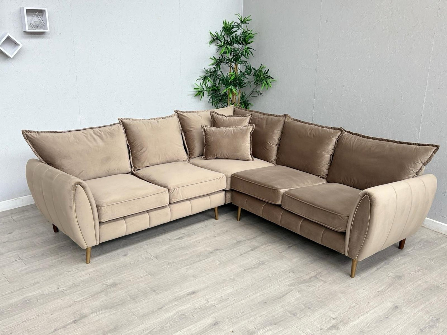 Sofology - GABRIELLE Style Fabric 2 Corner 2 Sofa, Latte - RRP £2,599