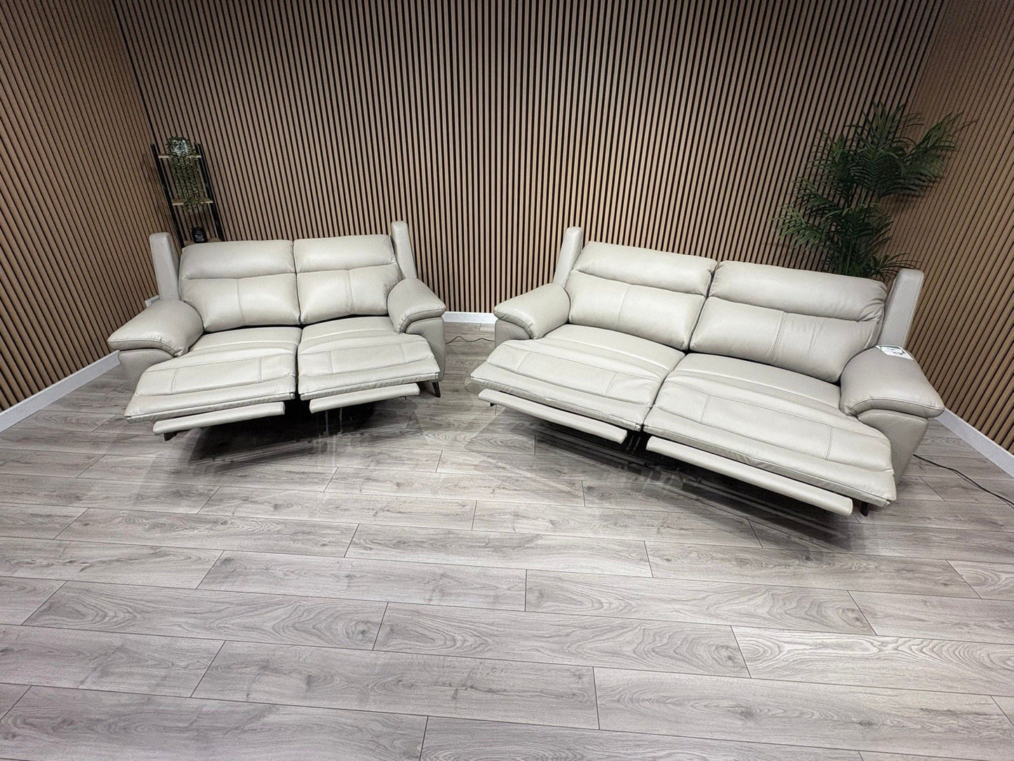 Furniture Village PANACHE Style Leather 3 + 2 Seater Power Recliner Sofa Set