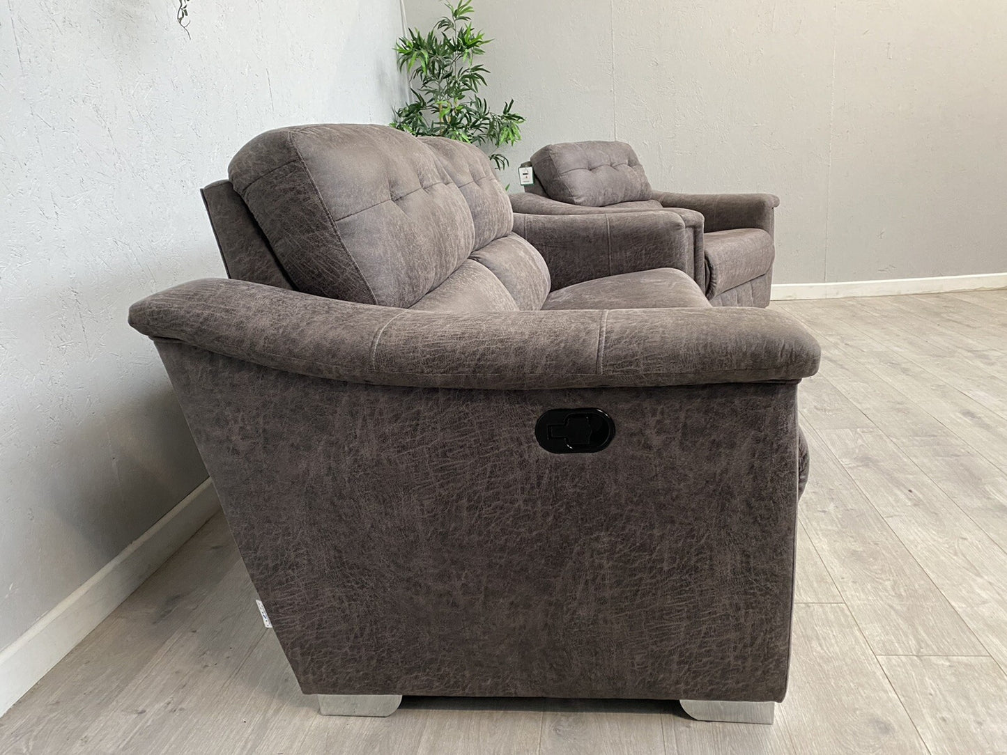 DFS - La-Z-Boy HOLLYWOOD Fabric 3 Seater Manual Recliner Sofa + Cuddler Armchair