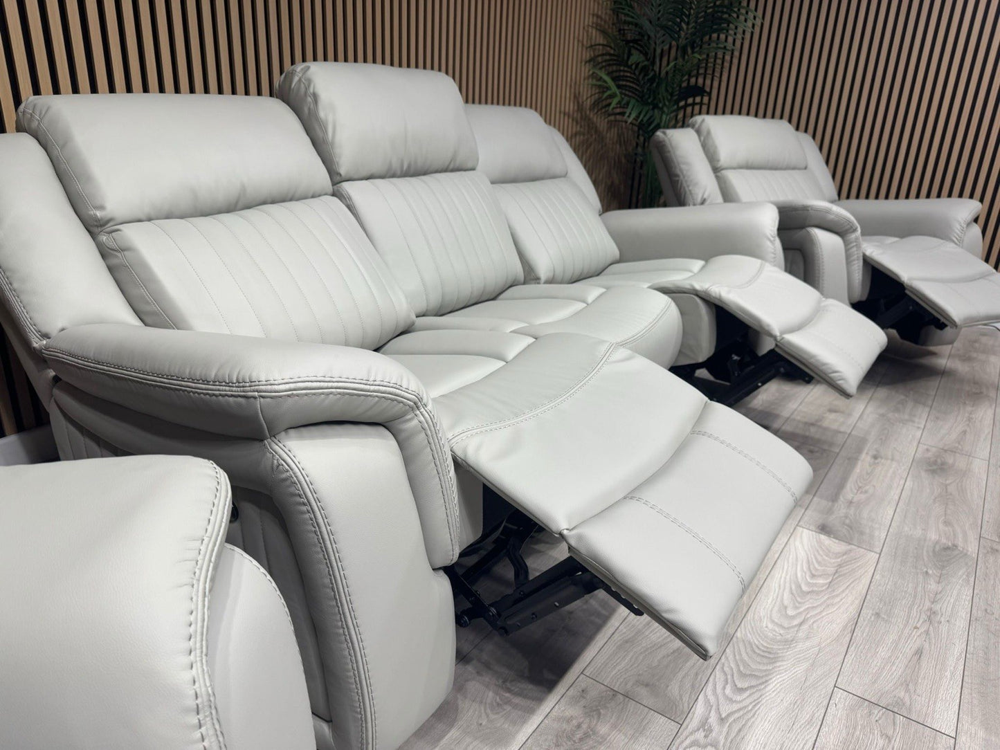 DOMINO Leather 3 Seater Sofa + 2 x Armchairs Set, Power Recliners - RRP £3,495